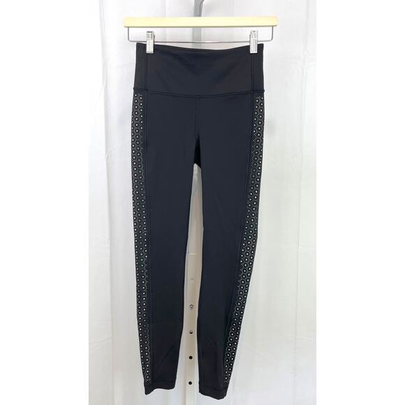 LULULEMON Size 4 Colour Me Quick 7/8 Tights 25" Lasercut Zip Pocket Black - Picture 1 of 9